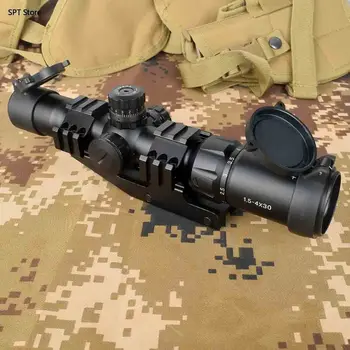 Tactical 1.5-4x30 Tri-illuminated Red Green Blue Mil-dot Reticle Rifle Scope riflescope Sight
Tactical 1.5-4x30 Tri-illuminated Red Green Blue Mil-dot Reticle Rifle Scope riflescope Sight