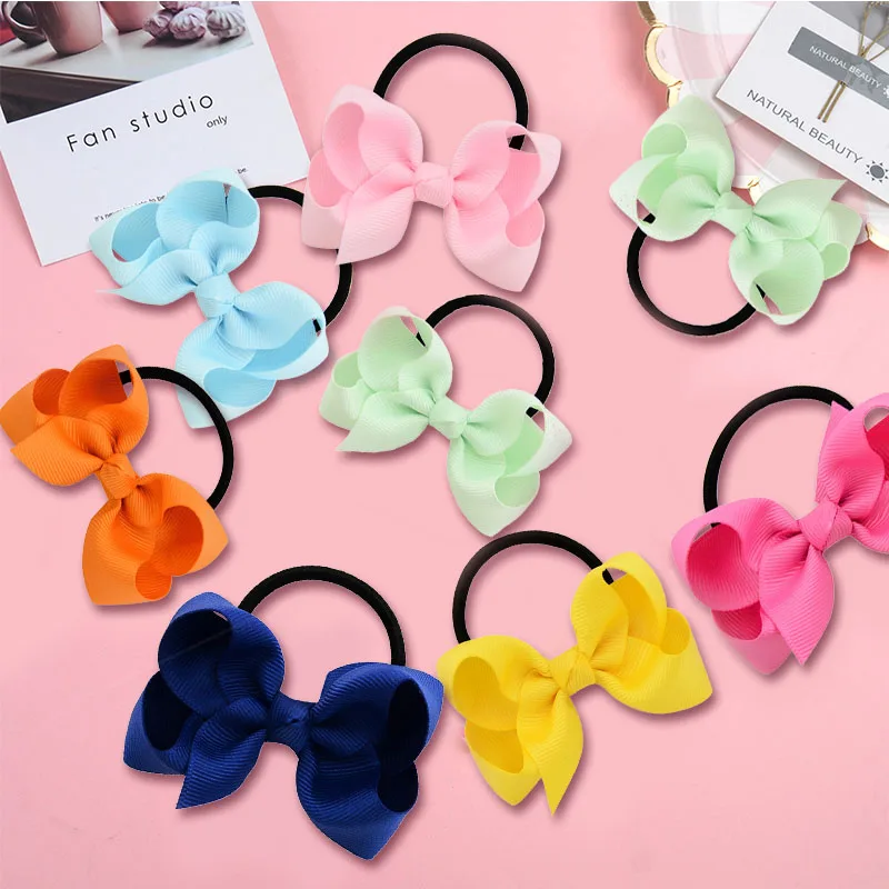 

1Pc Girl Apron Rubber Band Tiara Kids Hair Rope Female Bow Hair Rings Baby Solid Color Rubber Band Fashion Hair Accessories