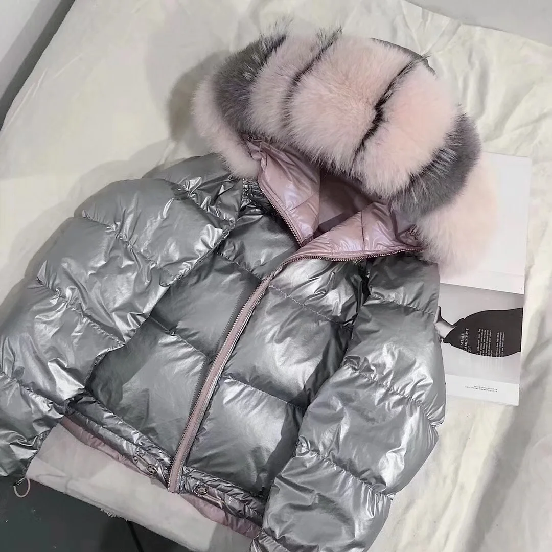new real fox fur collar winter silver down jacket women white duck down hooded coat ladies chic double-sided oversize outwear
new real fox fur collar winter silver down jacket women white duck down hooded coat ladies chic double-sided oversize outwear
