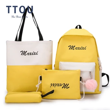 TTOU 4Pcs/set Women School Backpacks Nylon Schoolbag Letter Panelled Color Handbag Cosmetic Bag for Travel Quality Bag Sets 
TTOU 4Pcs/set Women School Backpacks Nylon Schoolbag Letter Panelled Color Handbag Cosmetic Bag for Travel Quality Bag Sets
