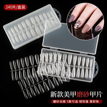 

New Style Manicure Fold Seemless Dull Polish Nail Tip Ultra-Thin Extend Fake Nails Patch Transparent 240 PCs Boxed Online Celebr