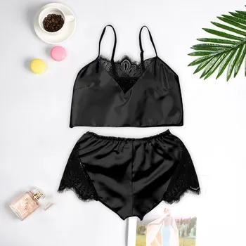 Satin Silk Pajamas Lingerie Women Underwear Sleeveless Sleepwear Lace New Sexy Fashion Nightwear Vestido para dormir W5
Satin Silk Pajamas Lingerie Women Underwear Sleeveless Sleepwear Lace New Sexy Fashion Nightwear Vestido para dormir W5