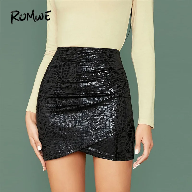 ROMWE Crocodile Embossed Ruched Wrap Pencil Skirt Women Glamorous Black High Waist Skirt 2020 Spring Korean Bodycon Mini Skirt
ROMWE Crocodile Embossed Ruched Wrap Pencil Skirt Women Glamorous Black High Waist Skirt 2020 Spring Korean Bodycon Mini Skirt
