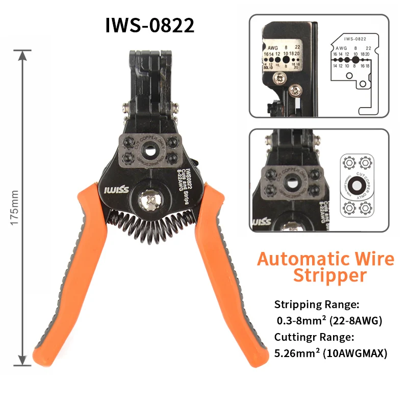 IWS-0822/HS-700B Automatic Stripping Pliers wire stripper Multi-function Electrician Wire Cable Cutter Multifunctional Tool
IWS-0822/HS-700B Automatic Stripping Pliers wire stripper Multi-function Electrician Wire Cable Cutter Multifunctional Tool