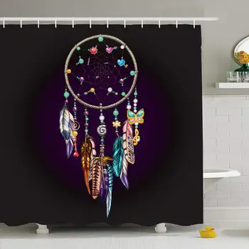 Shower Curtain Set with Hooks 72x72 Hand Drawn Fashion with Ornate Dream Catcher Feathers Signs Pattern Hanging On Symbols 
Shower Curtain Set with Hooks 72x72 Hand Drawn Fashion with Ornate Dream Catcher Feathers Signs Pattern Hanging On Symbols
