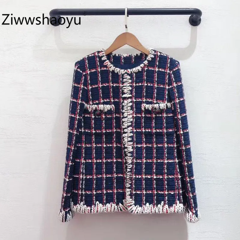 Ziwwshaoyu Designer High End Autumn Winter Silk Lining Long Sleeve Plaid Rough Weaving Jackets Coat Outwear Women's
Ziwwshaoyu Designer High End Autumn Winter Silk Lining Long Sleeve Plaid Rough Weaving Jackets Coat Outwear Women's