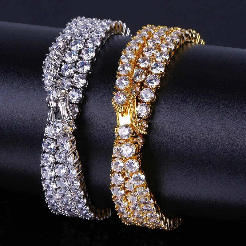 

4mm 16"-30" Hip Hop Bling Iced Out Tennis Chain Necklace Gold Rose 1 Row CZircon Necklaces Women Men Rapper Jewelry Gifts