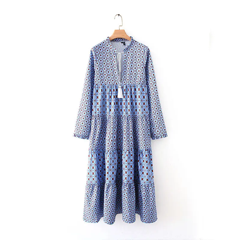 New 2020 women vintage geometric patchwork print boho long dress female tassel tied vestidos chic casual straight dresses DS3236
New 2020 women vintage geometric patchwork print boho long dress female tassel tied vestidos chic casual straight dresses DS3236