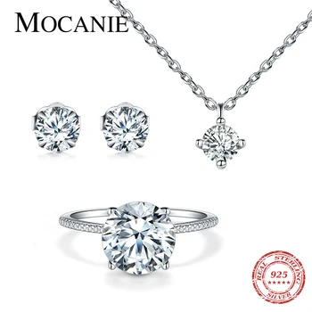 Mocanie Dazling AAA Zircon Women Stylish 925 Sterling Silver Wedding Jewelry Sets Women Pendant Necklace &Stud Earrings & Ring
Mocanie Dazling AAA Zircon Women Stylish 925 Sterling Silver Wedding Jewelry Sets Women Pendant Necklace &Stud Earrings & Ring