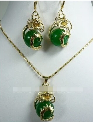 + 902 натуральный зеленый кулон ожерелье серьги набор | Украшения и аксессуары