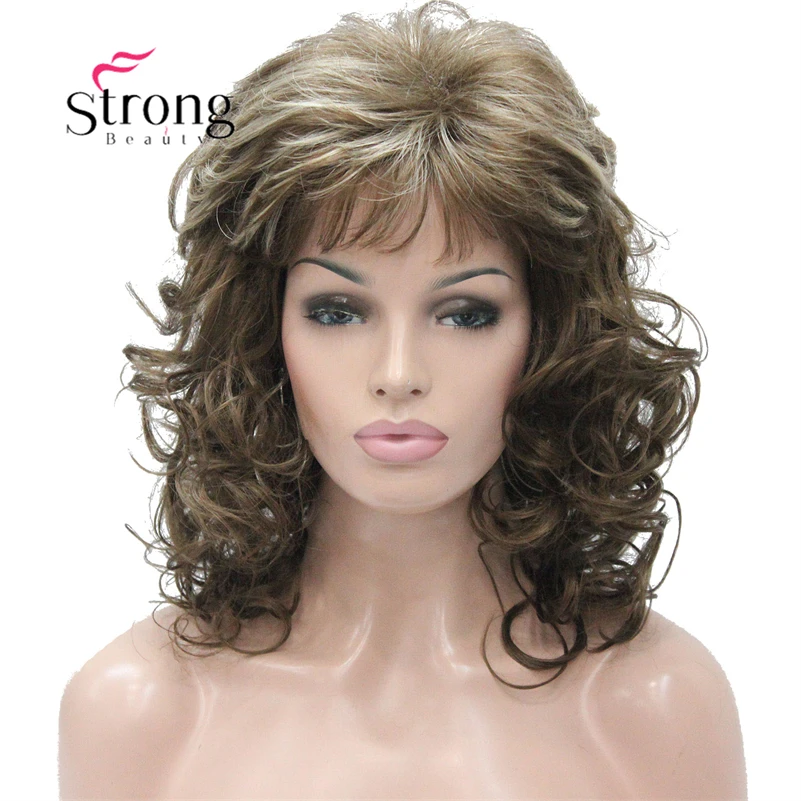 

StrongBeauty 18" Long Wavy Light Brown Highlighted Full Synthetic Wig COLOUR CHOICES