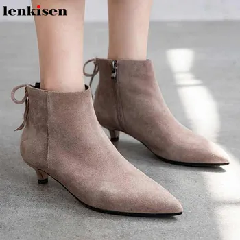 Lenkisen new soft breathable cow suede fashion med heels pointed toe winter lace up beauty lady solid daily wear ankle boots L01
Lenkisen new soft breathable cow suede fashion med heels pointed toe winter lace up beauty lady solid daily wear ankle boots L01