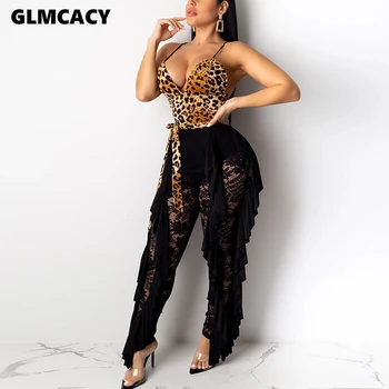 Women Spaghetti Strap Leopard Jumpsuit Ruffles V-Neck Sleeveless Backless Lace Insert Overalls Sexy Party Clubwear Jumnpsuit
Women Spaghetti Strap Leopard Jumpsuit Ruffles V-Neck Sleeveless Backless Lace Insert Overalls Sexy Party Clubwear Jumnpsuit