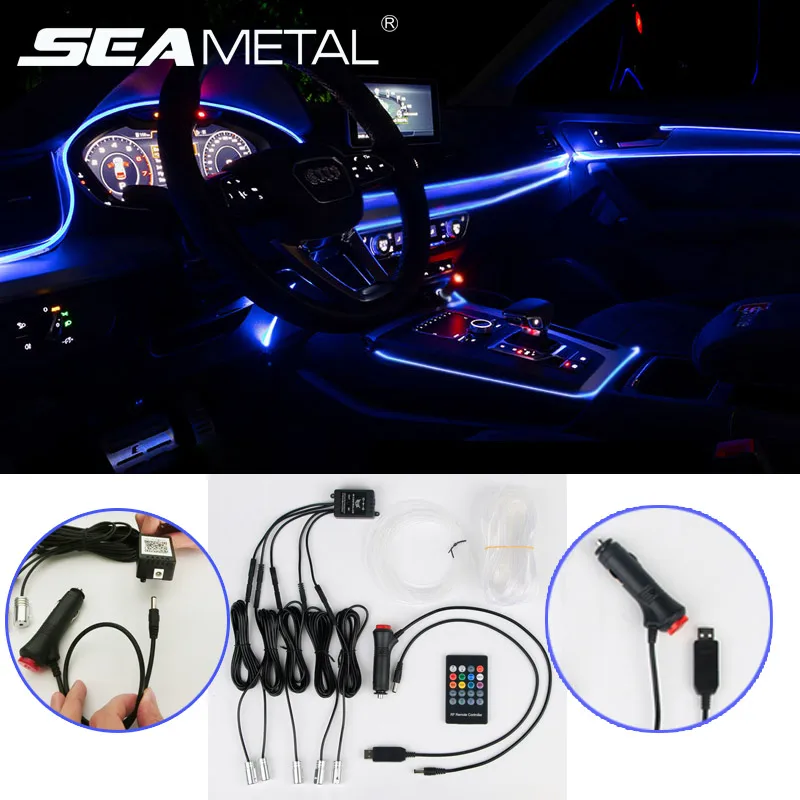 Car EL Neon Strip 6M Sound Control Light RGB LED Decorative Car Ambient Light Auto Atmosphere Lamps With A 12V Lighter&USB Line
Car EL Neon Strip 6M Sound Control Light RGB LED Decorative Car Ambient Light Auto Atmosphere Lamps With A 12V Lighter&USB Line