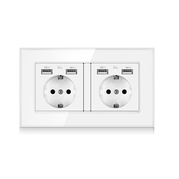EU Standard Wall Power Plug adapter Socket ,16A Dual USB Electrical Double Outlet Switch 146mm*86mm,Glass Panel,White,110-250V
EU Standard Wall Power Plug adapter Socket ,16A Dual USB Electrical Double Outlet Switch 146mm*86mm,Glass Panel,White,110-250V