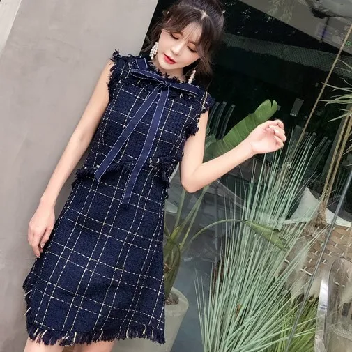 2019 Early Autumn Retro Graceful Tweed Dress Women's Irregular Plaid Bow Tassels Skirt New Style
2019 Early Autumn Retro Graceful Tweed Dress Women's Irregular Plaid Bow Tassels Skirt New Style