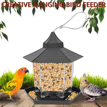 Bird Feeder Hanging for Garden Yard Decoration Hexagon Shaped With Roof Gray Bird House Woven Roosting Decoration Parrot Nest 
Bird Feeder Hanging for Garden Yard Decoration Hexagon Shaped With Roof Gray Bird House Woven Roosting Decoration Parrot Nest