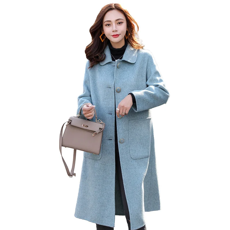 Autumn Winter Woolen Coat Female Elegant Mid-Long New Korean Women's Single Breasted Wool Blend Coat Casaco Feminino 
Autumn Winter Woolen Coat Female Elegant Mid-Long New Korean Women's Single Breasted Wool Blend Coat Casaco Feminino