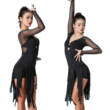 

Sexy Latin Dress Women Salsa Tango Samba Rumba Cha Cha Fringe Competition Performance Dresses Ballroom Practice Wear