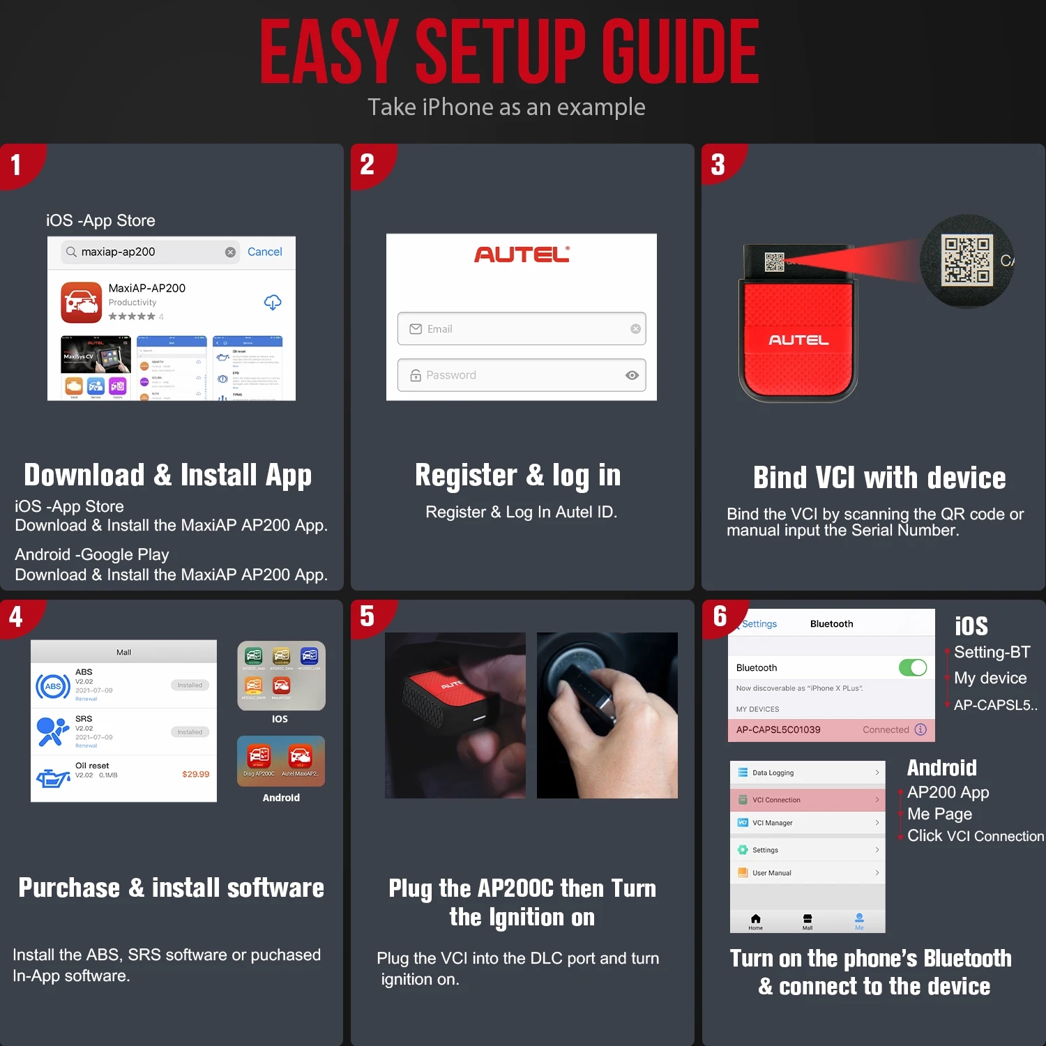 Autel AP200C Bluetooth Obd2 Scanner Code Reader Full System Diagnostic Tool Diagnostic Scanner PK AP200 & AP200M