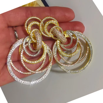 missvikki Luxury Indian Dubai African Many circles Drop Earrings for Noble Women Bridal Wedding Jewelry Full Clear CZ Earrings
missvikki Luxury Indian Dubai African Many circles Drop Earrings for Noble Women Bridal Wedding Jewelry Full Clear CZ Earrings