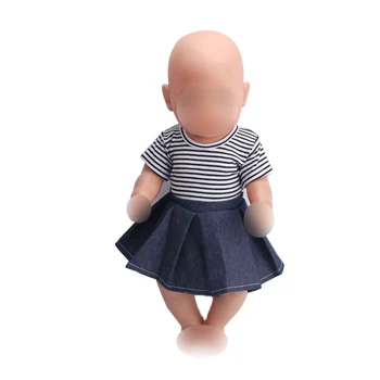 43 cm baby dolls clothes newborn Fashion striped T-shirt + denim skirt Baby toys dress fit American 18 inch Girls doll f34
43 cm baby dolls clothes newborn Fashion striped T-shirt + denim skirt Baby toys dress fit American 18 inch Girls doll f34