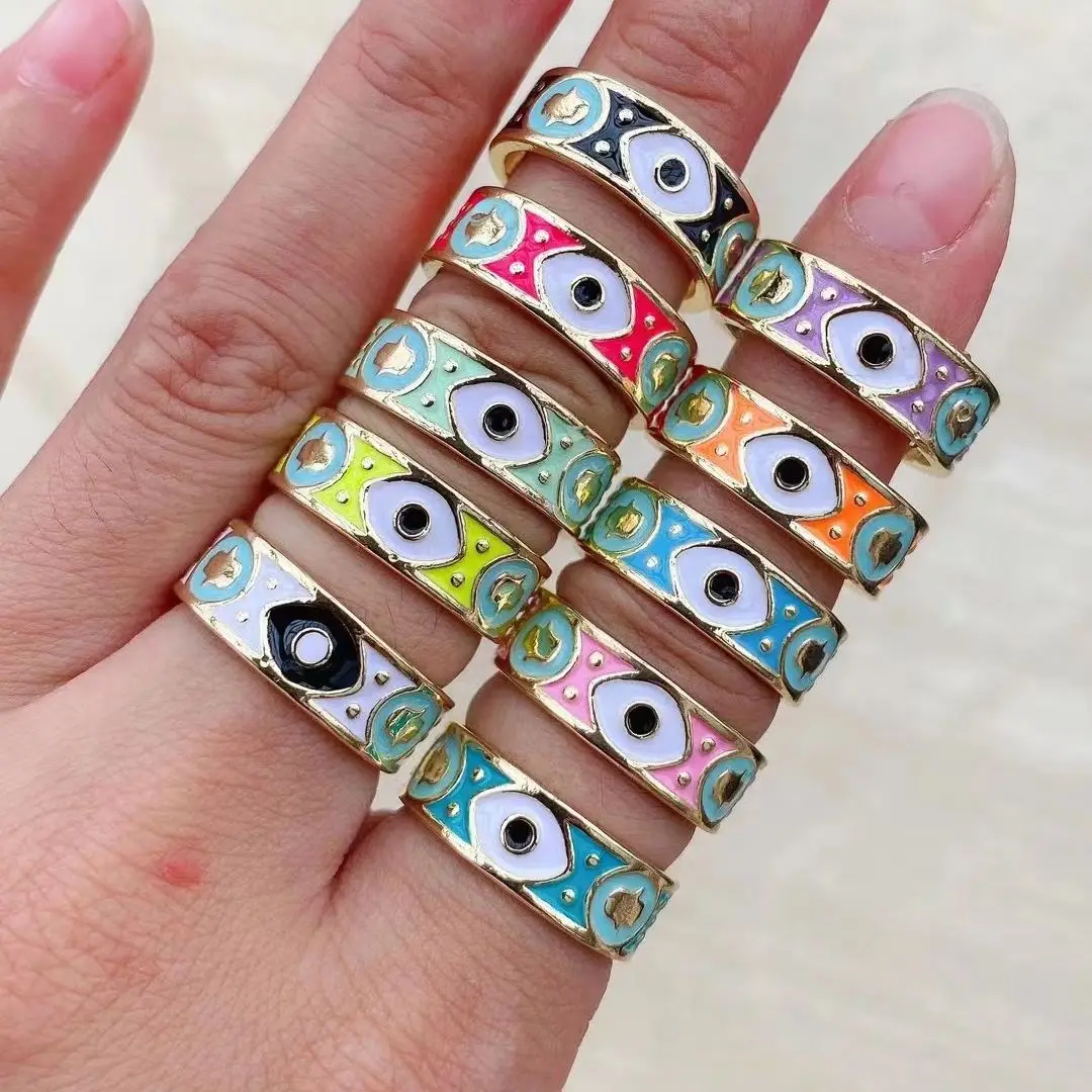 10PCS, Statement Enamel Eye Rings Round Metal Adjustable Finger Ring Jewelry Femme Copper Accessories Gift
10PCS, Statement Enamel Eye Rings Round Metal Adjustable Finger Ring Jewelry Femme Copper Accessories Gift