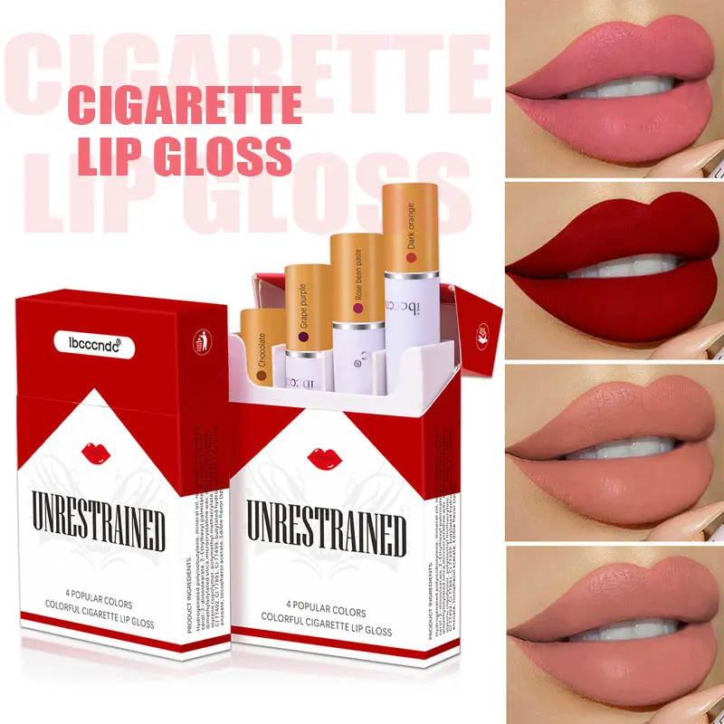 Cigarette Lip Gloss Set 4 Colors Matte Long Lasting Waterproof Velvet Glaze Nude Tints Tube Red Lips Makeup Cosmetic | Красота и