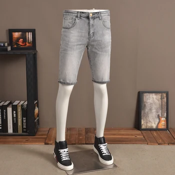 Summer Short Jeans Men Elastic Straight Gray Denim Korean Style Knee Length Jean
Summer Short Jeans Men Elastic Straight Gray Denim Korean Style Knee Length Jean