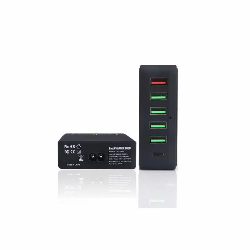 USB Charger, 60W QC 3.0 Type C Desktop Charger : 6-Port USB Charging Station, Charger Hub, Multiple USB Charger for Smartphone
USB Charger, 60W QC 3.0 Type C Desktop Charger : 6-Port USB Charging Station, Charger Hub, Multiple USB Charger for Smartphone