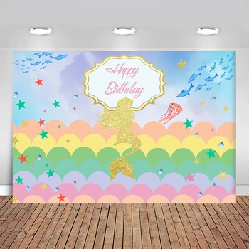 Carton Rainbow Mermaid Princess Birthday Party School of Fish Photography Backdrops Background for Photo Studio Vinyl Backdrop
Carton Rainbow Mermaid Princess Birthday Party School of Fish Photography Backdrops Background for Photo Studio Vinyl Backdrop