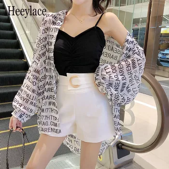 2020 Summer Female Three Piece Set Women Fashion Letter Sun Cardigan Small Sling High Waist Shorts Women Suit
2020 Summer Female Three Piece Set Women Fashion Letter Sun Cardigan Small Sling High Waist Shorts Women Suit