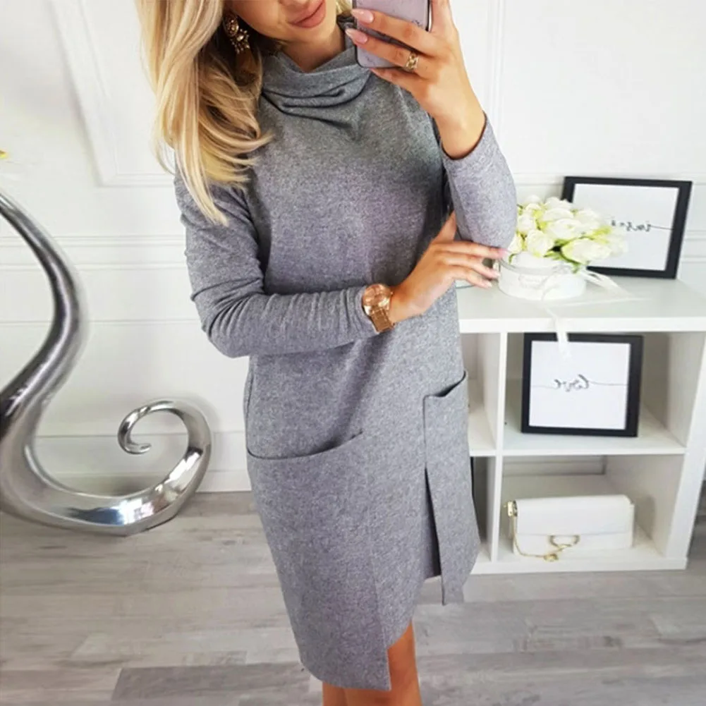 2019 Autumn Dress Women Stacked Collar Long Sleeve Big Pocket Dress Ladies Casual Winter Mini Long Sleeved With Belt For Ladies
2019 Autumn Dress Women Stacked Collar Long Sleeve Big Pocket Dress Ladies Casual Winter Mini Long Sleeved With Belt For Ladies