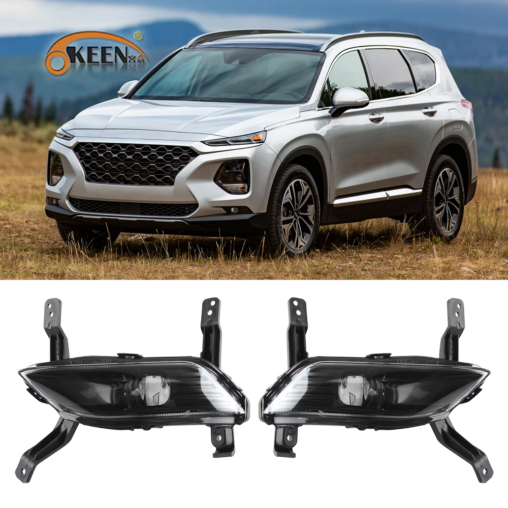 

OKEEN 2 шт., автомобильные светодиодный, дневные ходовые светильник для Hyundai Santa Fe, 2019, 2020, белая противотуманная фара дневного света, 12 В, DRL, водонепроницаемые автомобильные аксессуары