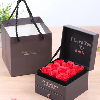 Valentine's Gift Double Layer Drawer Rose Flower Jewelry Necklace Case Lipstick Storage Gift Box Creative Jewelry Storage Boxes
Valentine's Gift Double Layer Drawer Rose Flower Jewelry Necklace Case Lipstick Storage Gift Box Creative Jewelry Storage Boxes