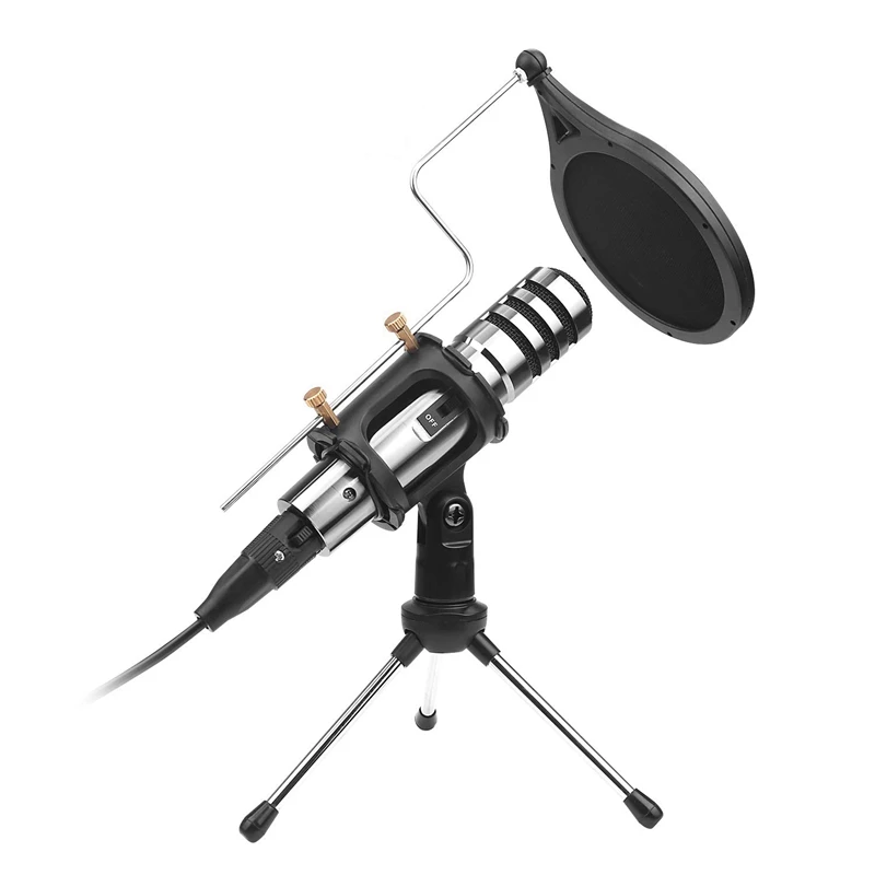 Фото Condenser Microphone 3.5Mm Studio Recording Broadcast Computer with Tripod Stand for Karaoke Gaming Podcast Video Con | Электроника