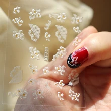Pegatinas de uñas 3D para mujer decoraciones de uñas accesorios de Arte de uñas pegatinas de flores de flamencos encantos de Punta Decoración(China)