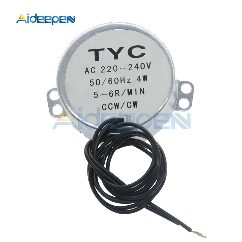 TYC-50 AC 12V AC 220-240V 50/60Hz 4W Synchronous Motor 5-6RPM Robust Torque CW/CCW
TYC-50 AC 12V AC 220-240V 50/60Hz 4W Synchronous Motor 5-6RPM Robust Torque CW/CCW