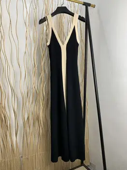 Women Dress 2020 Spring and Summer New Deep V Neck Black and White Color Block Sleeveless Knit Dress
Women Dress 2020 Spring and Summer New Deep V Neck Black and White Color Block Sleeveless Knit Dress
