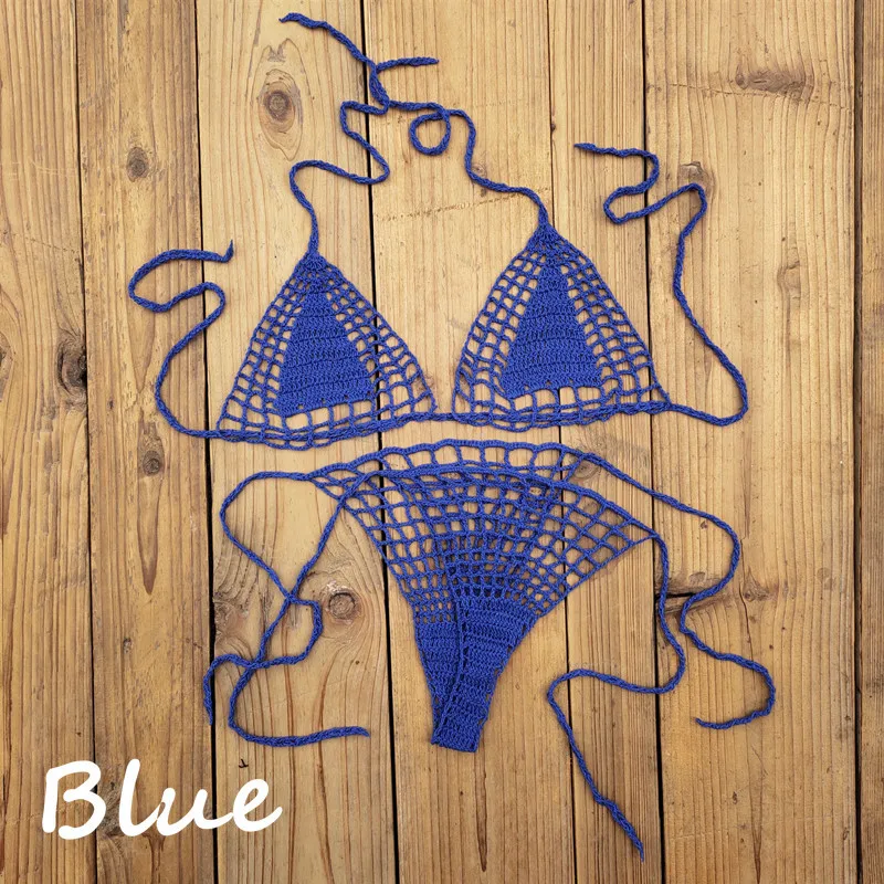 Handmade Crochet Bikini Set - Sexy Micro-Swimsuit  Beach Sundress