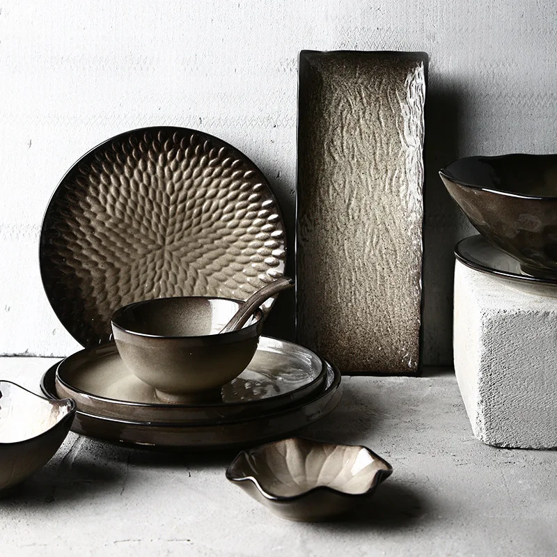 Retro Ceramic Plate Restaurant Japanese Style Tableware Hotel Household Black Fog Ceramic Tableware Set Disc Bowl Dish
Retro Ceramic Plate Restaurant Japanese Style Tableware Hotel Household Black Fog Ceramic Tableware Set Disc Bowl Dish
