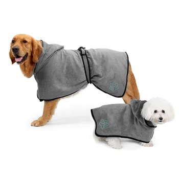 Quick Drying Dog Cat Home Cartoon Pajamas Grooming Water Absorbent Pet Bath Towels Microfiber Hooded Warm Blanket Soft Bathrobe
