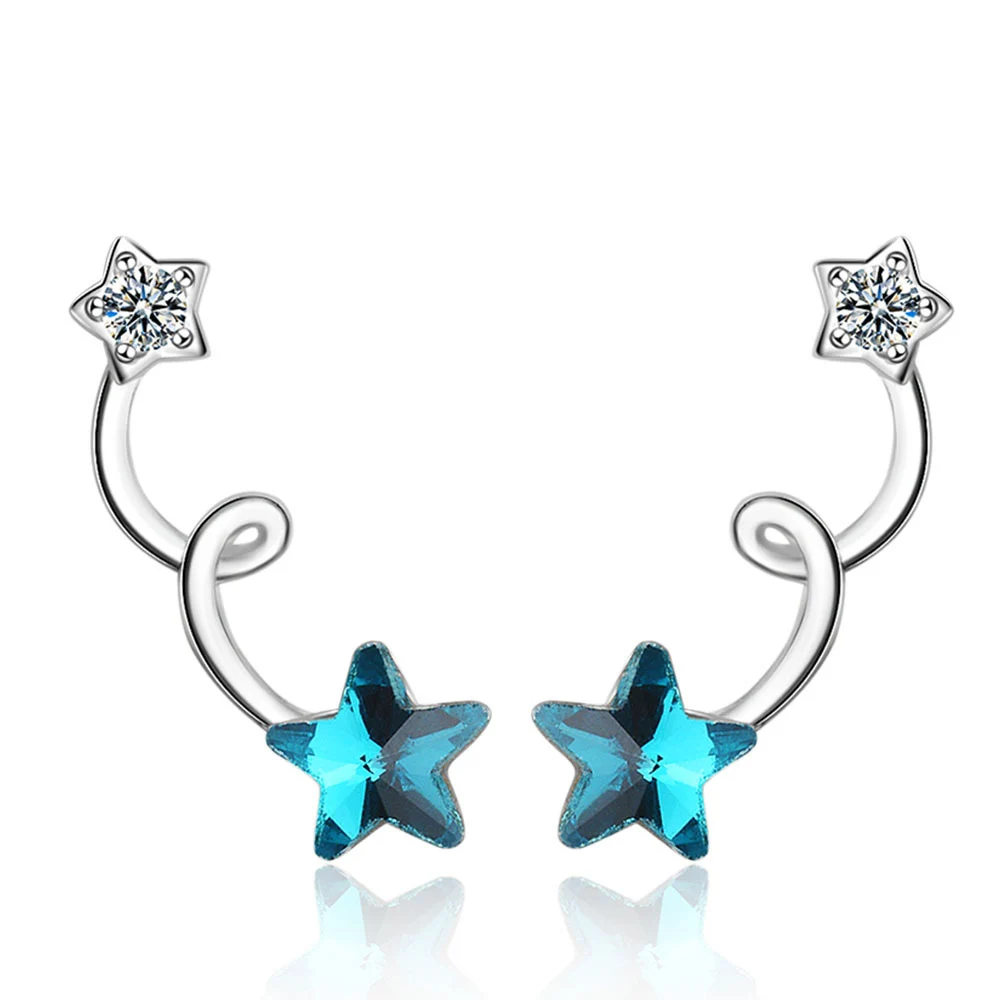 Изысканные синие серьги со звездой и кристаллами для женщин циркониевые