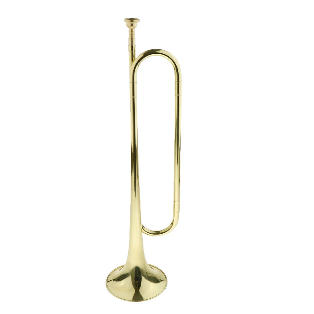 Retro Military Cavalry Trumpet Bugle Horn Golden Color Brass Instrument Retro Military Cavalry Trumpet Bugle Horn Golden Color Brass Instrument