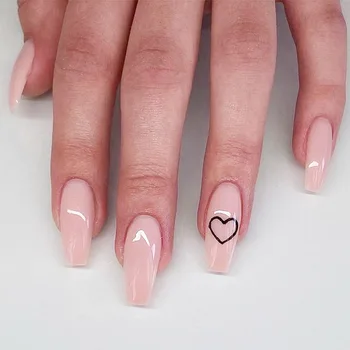 24pcs/box Middle length Ballet nude pink Color false nails with design with heart pattern artificial nails with glue TY
24pcs/box Middle length Ballet nude pink Color false nails with design with heart pattern artificial nails with glue TY