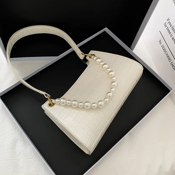 Retro Women Shoulder Bag Pearl Strap Clutch Purse Summer Solid Color Handbag Women Bags Designer Leather Shoulder Purses
Retro Women Shoulder Bag Pearl Strap Clutch Purse Summer Solid Color Handbag Women Bags Designer Leather Shoulder Purses