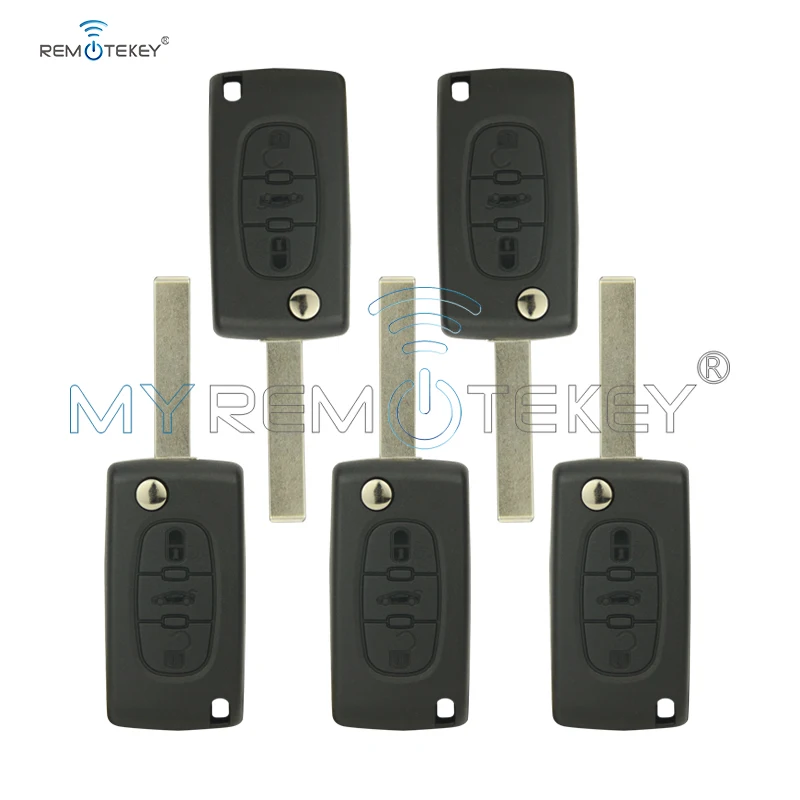 Remtekey 5 шт. CE0523 3 кнопки Средний багажник для Peugeot Citroen ASK 433 МГц ID46 PCF7941 HU83 откидной