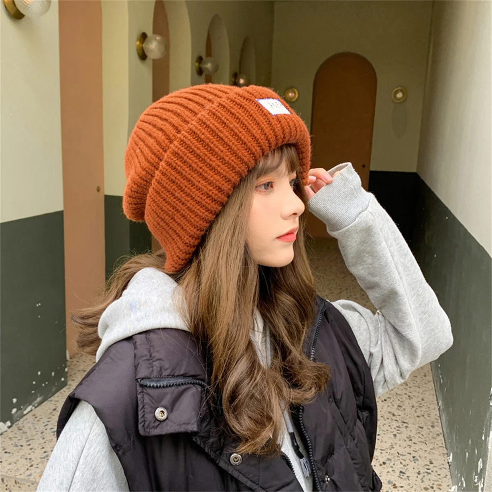 

Winter Beanies Hat for Women Windproof Knitted Caps Ins Fashion Keep Warm Wool Couple Cap Lady Knit Beanie Cold Female Bonnet