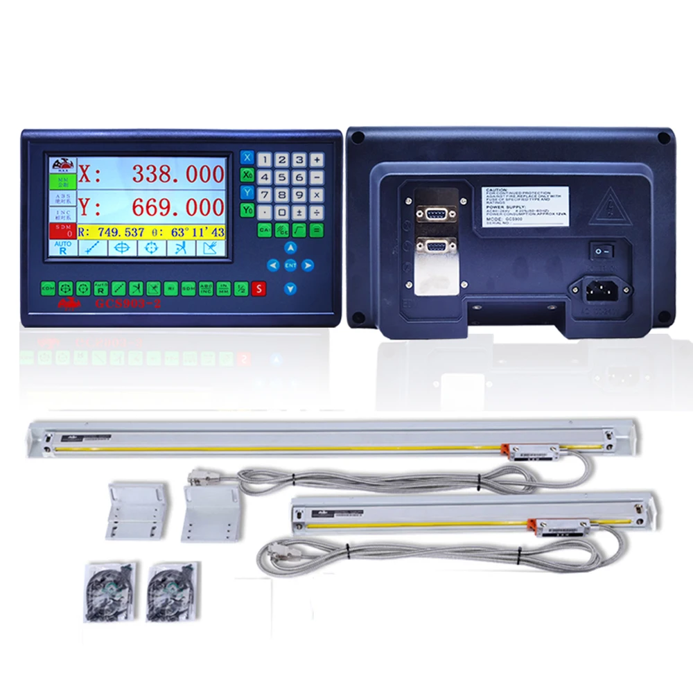 HXX Complete Set 2 Axis LCD DRO Digital Readout GCS903 with Two Linear Scales Display Optical Glass Ruler Dimensions For Lathe
HXX Complete Set 2 Axis LCD DRO Digital Readout GCS903 with Two Linear Scales Display Optical Glass Ruler Dimensions For Lathe