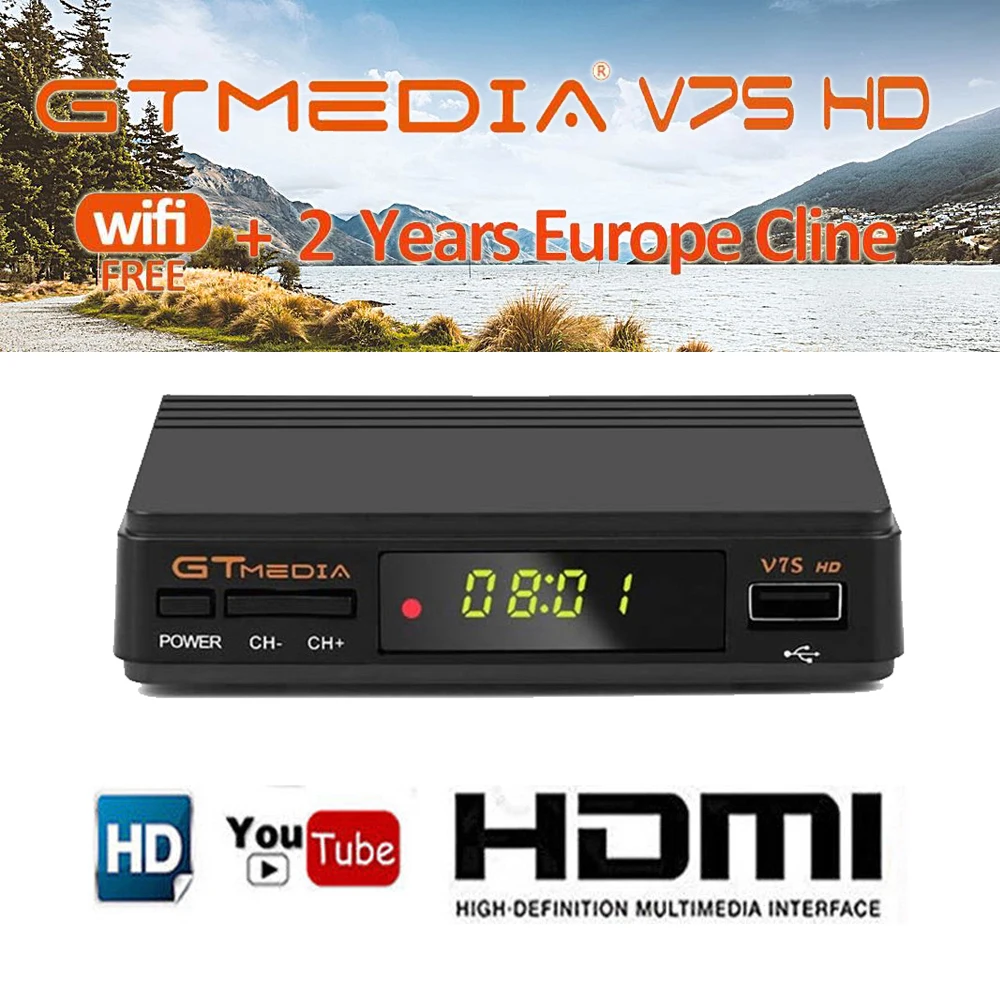 GT Media V7s HD Satellite Receiver DVB-S2 DVB-T2 Decoder 1080P Full HD powervu TV Receptor+ Europe Spain Poland CCcam-clines
GT Media V7s HD Satellite Receiver DVB-S2 DVB-T2 Decoder 1080P Full HD powervu TV Receptor+ Europe Spain Poland CCcam-clines